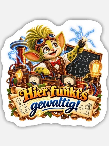 Wenuma Hier funkts gewaltig - Sticker Größe M (15 x 15 cm) - Mattweiß