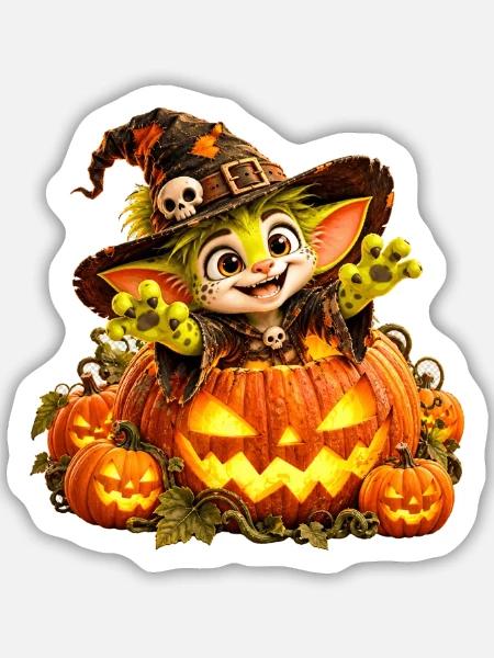 Wenuma Kürbishexe - Sticker Größe M (15 x 15 cm) - Mattweiß