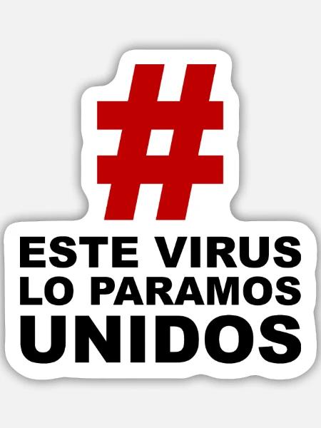 Wir stoppen dieses Virus gemeinsam - Sticker Größe M (15 x 15 cm) - Mattweiß