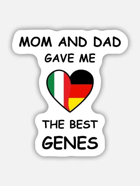 Italy Germany Genes Heart - Sticker Größe M (15 x 15 cm) - Mattweiß