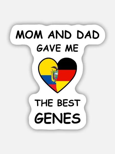 Ecuador Germany Genes Heart - Sticker Größe M (15 x 15 cm) - Mattweiß