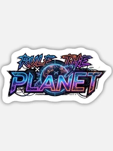 Rule_the_Planet - Sticker Größe M (15 x 15 cm) - Mattweiß
