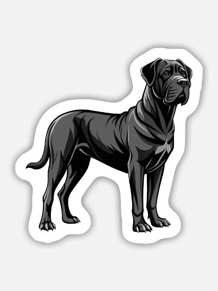 Englischer Mastiffhund stehend - Sticker Größe M (15 x 15 cm) - Mattweiß