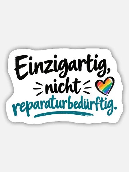 Einzigartig, nicht regulär Herz - Sticker Größe M (15 x 15 cm) - Mattweiß