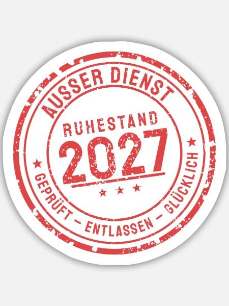 Ruhestand 2027 Stempel - Sticker Größe M (15 x 15 cm) - Mattweiß