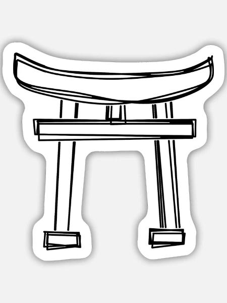 Torii handgezeichnet - Sticker Größe M (15 x 15 cm) - Mattweiß