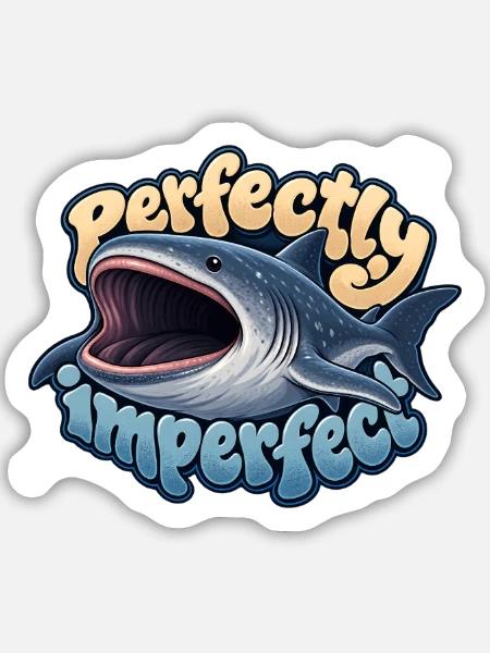 Großmaulhai - Sticker Größe M (15 x 15 cm) - Mattweiß