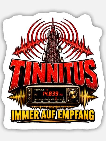 TINNITUS IMMER AUF EMPFANG - Sticker Größe M (15 x 15 cm) - Mattweiß