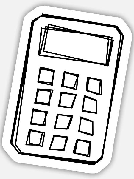 Taschenrechner handgezeichnet - Sticker Größe M (15 x 15 cm) - Mattweiß