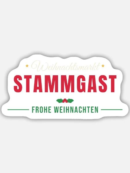 Weihnachtsmarkt Stammgast - Glühwein - Sticker Größe M (15 x 15 cm) - Mattweiß