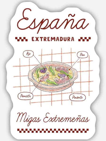 Migas Extremeñas - Sticker Größe M (15 x 15 cm) - Mattweiß