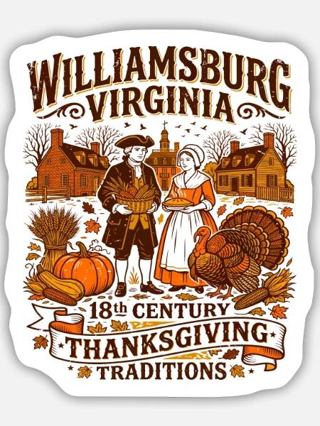 Williamsburg Virginia 18th Century Thanksgiving - Sticker Größe M (15 x 15 cm) - Mattweiß