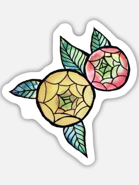 Pastellfarbene Blumenmandala, Pastellfarben - Sticker Größe M (15 x 15 cm) - Mattweiß