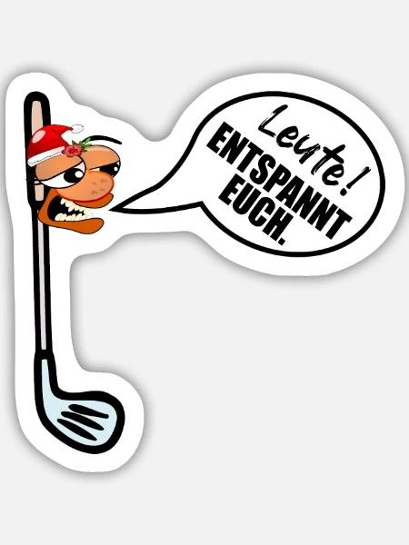 Weihnachten Golfschläger Weihnachtsstress - Sticker Größe M (15 x 15 cm) - Mattweiß