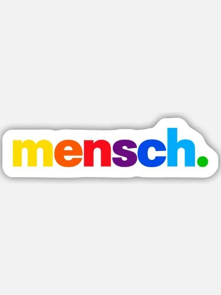 Mensch. Regenbogenfarben Druck - Sticker Größe M (15 x 15 cm) - Mattweiß