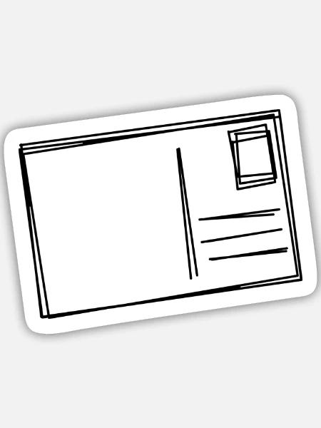 Postkarte handgezeichnet - Sticker Größe M (15 x 15 cm) - Mattweiß