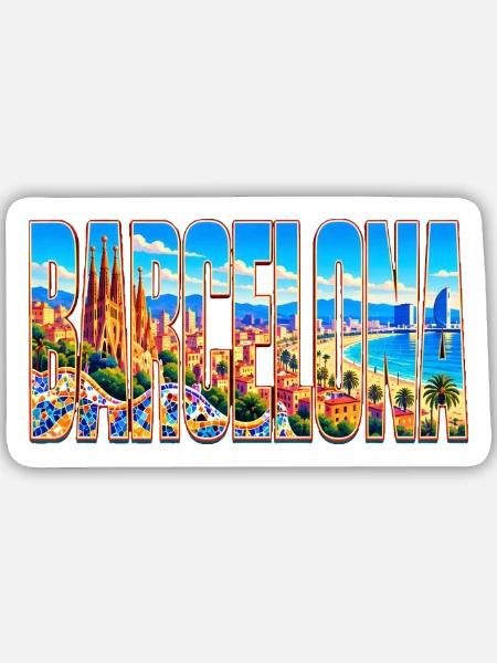 Barcelona-33cm - Sticker Größe M (15 x 15 cm) - Mattweiß