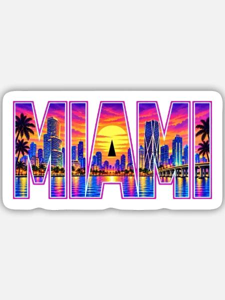 Miami-33cm - Sticker Größe M (15 x 15 cm) - Mattweiß