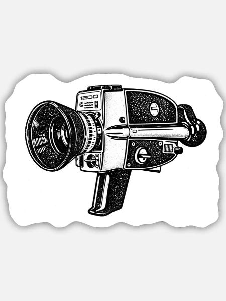 1200 Retro Filmkamera - Sticker Größe M (15 x 15 cm) - Mattweiß