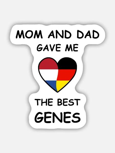 Netherlands Germany Genes Heart - Sticker Größe M (15 x 15 cm) - Mattweiß