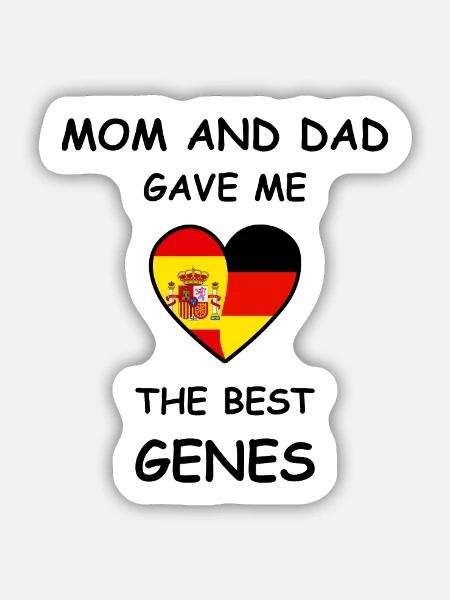 Spain Germany Genes Heart - Sticker Größe M (15 x 15 cm) - Mattweiß