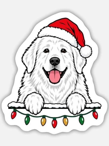 Pyrenäenberghund Weihnachten - Sticker Größe M (15 x 15 cm) - Mattweiß