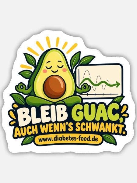 Guac Motivation Avocado Grafik - Sticker Größe M (15 x 15 cm) - Mattweiß