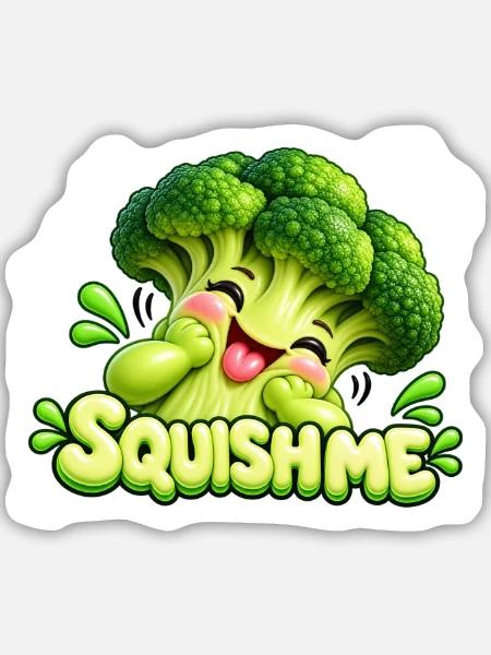 Squishme Brokkoli Cartoon - Sticker Größe M (15 x 15 cm) - Mattweiß
