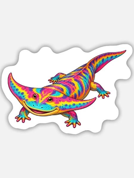 Regenbogen Diplocaulus Strahlen - Sticker Größe M (15 x 15 cm) - Mattweiß