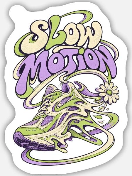 Slow Motion Sneaker Psychedelia - Sticker Größe M (15 x 15 cm) - Mattweiß