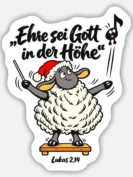 Chorleiter Geschenk Dirigent Weihnachten Schaf - Sticker Größe M (15 x 15 cm) - Mattweiß