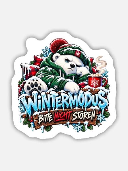 Wintermodus – Bitte nicht stören! - Sticker Größe M (15 x 15 cm) - Mattweiß