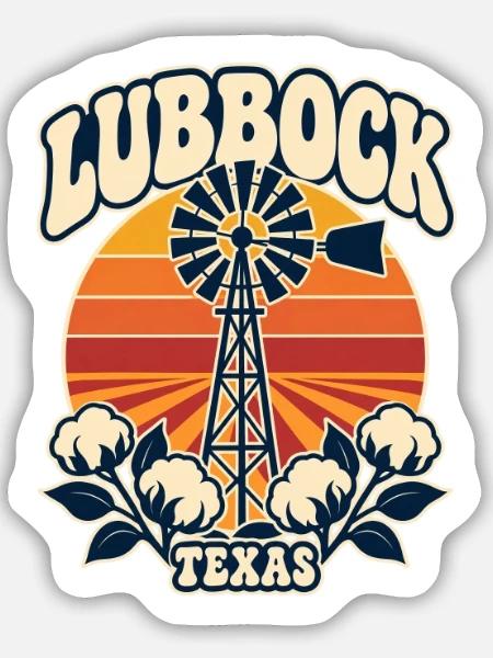Lubbock Texas Sonnenwind Turm - Sticker Größe M (15 x 15 cm) - Mattweiß