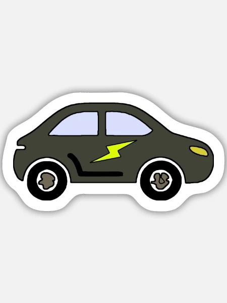 Blitzauto Silhouette - Sticker Größe M (15 x 15 cm) - Mattweiß