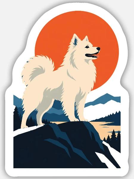 Indian Spitz - Sticker Größe M (15 x 15 cm) - Mattweiß