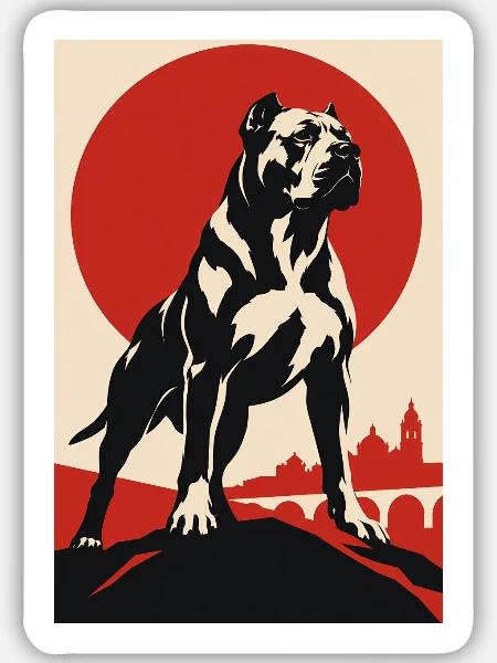 Córdoba Kampfhund - Sticker Größe M (15 x 15 cm) - Mattweiß