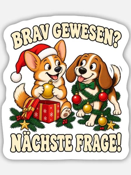 Hundeliebhaber Geschenkidee Weihnachten - Sticker Größe M (15 x 15 cm) - Mattweiß