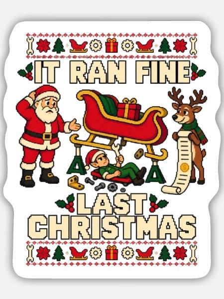 Weihnachten Mechaniker Schrauber - Sticker Größe M (15 x 15 cm) - Mattweiß