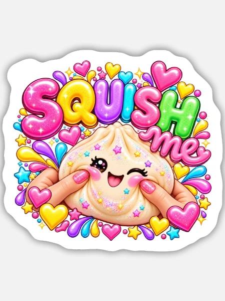 Squish Me: Buntes Herz-Squishy - Sticker Größe M (15 x 15 cm) - Mattweiß