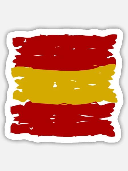 Spanien Flaggenstreifen Pinselkunst - Sticker Größe M (15 x 15 cm) - Mattweiß