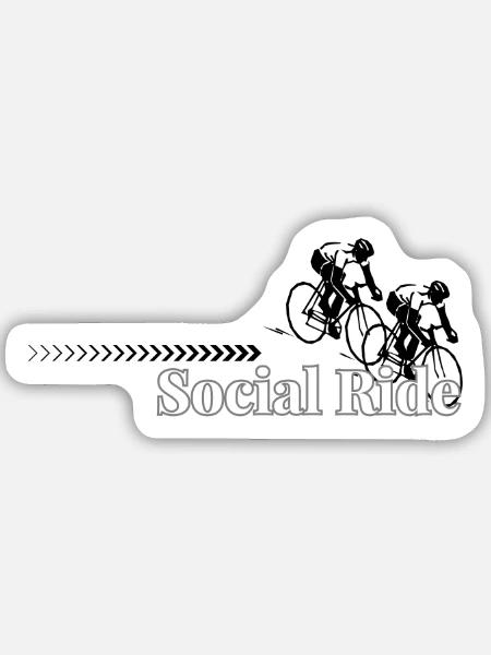 Social Ride Retro Typography - Sticker Größe M (15 x 15 cm) - Mattweiß