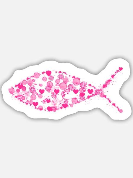 Ichthys Herzen - Sticker Größe M (15 x 15 cm) - Mattweiß
