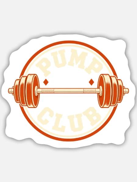 Pump Club – Langhantel Retro-Abzeichen - Sticker Größe M (15 x 15 cm) - Mattweiß