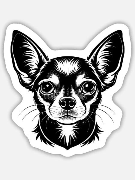 Chihuahua-Hundekopf - Sticker Größe M (15 x 15 cm) - Mattweiß