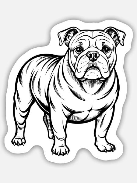 Bulldog-Hund-Stand - Sticker Größe M (15 x 15 cm) - Mattweiß