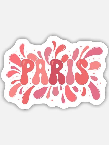 París Rosé Splash Pop-Art - Sticker Größe M (15 x 15 cm) - Mattweiß