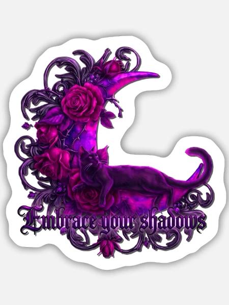 Embrace Your Shadows Gothic Shirt - Sticker Größe M (15 x 15 cm) - Mattweiß