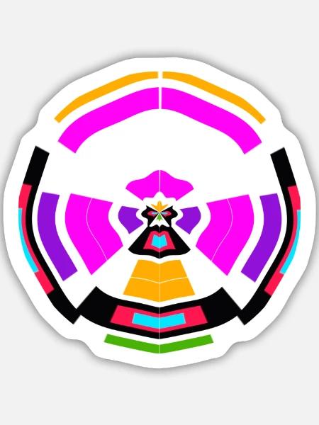 Neon Mandala Farbkreis - Sticker Größe M (15 x 15 cm) - Mattweiß