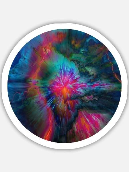 Radiale Farbexplosion - Sticker Größe M (15 x 15 cm) - Mattweiß