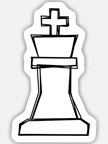 Schachkönig handgezeichnet - Sticker Größe M (15 x 15 cm) - Mattweiß
